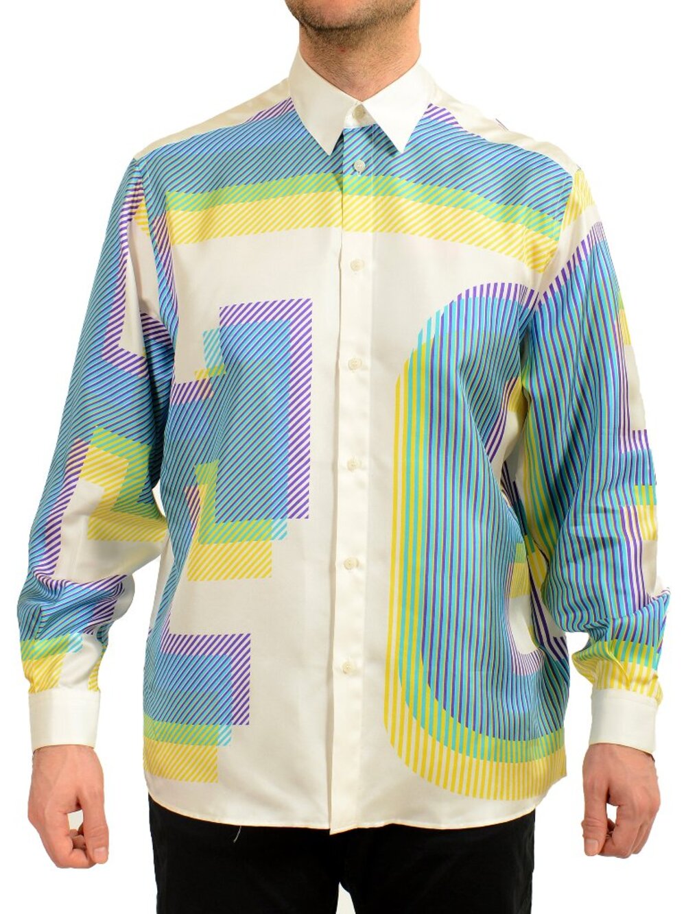 Scuderia Ferrari Printed "Flunga Hologram" 100% Silk Shirt US 2XS IT 44